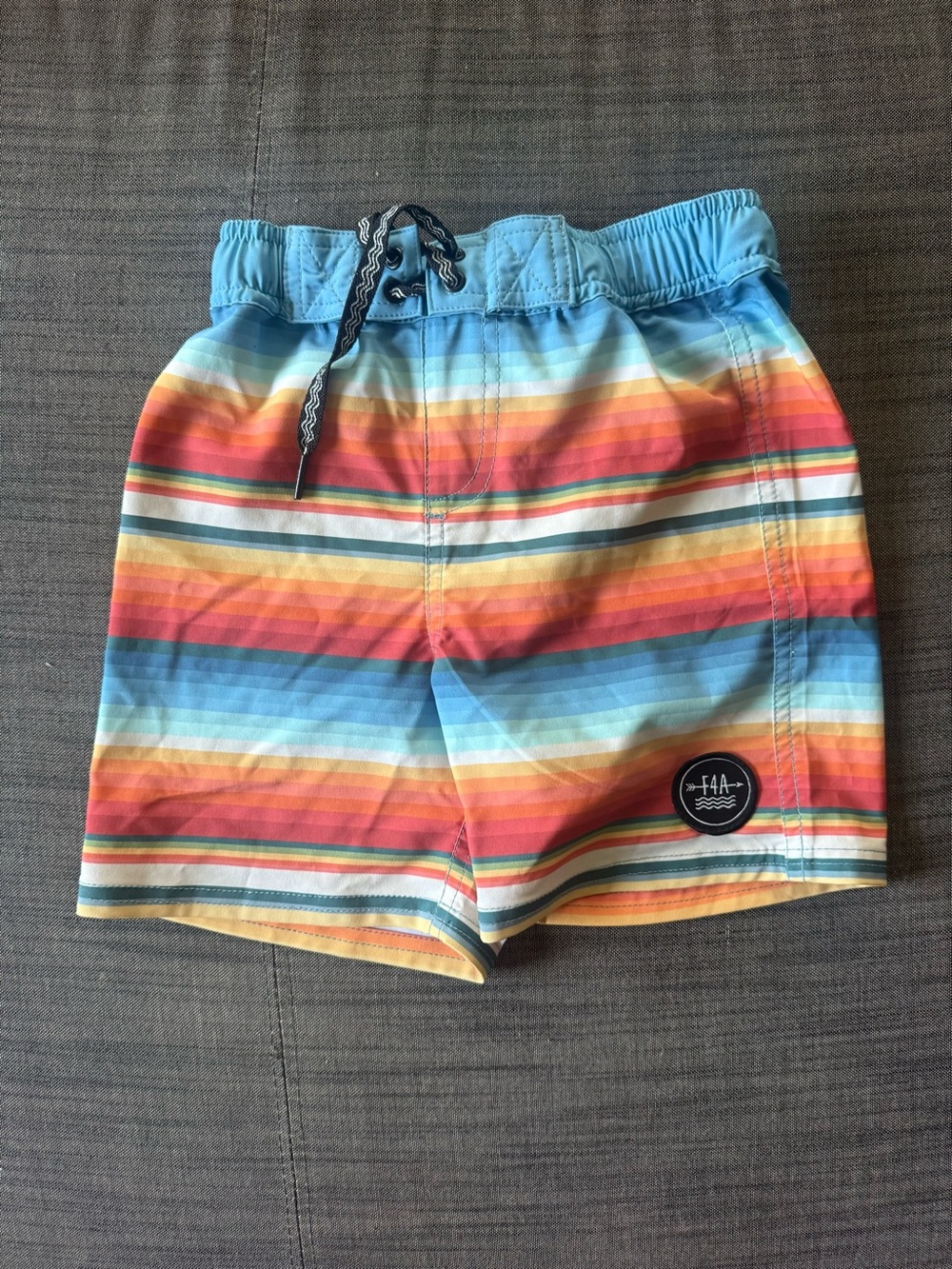 Kids Rainbow Stripe Swim Trunks with Drawstring